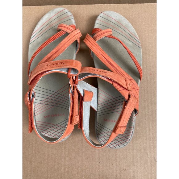 Merrell Womens Freesia Orange Sandals Size 8 Leather Strappy Comfortable Outdoor - Picture 13 of 15